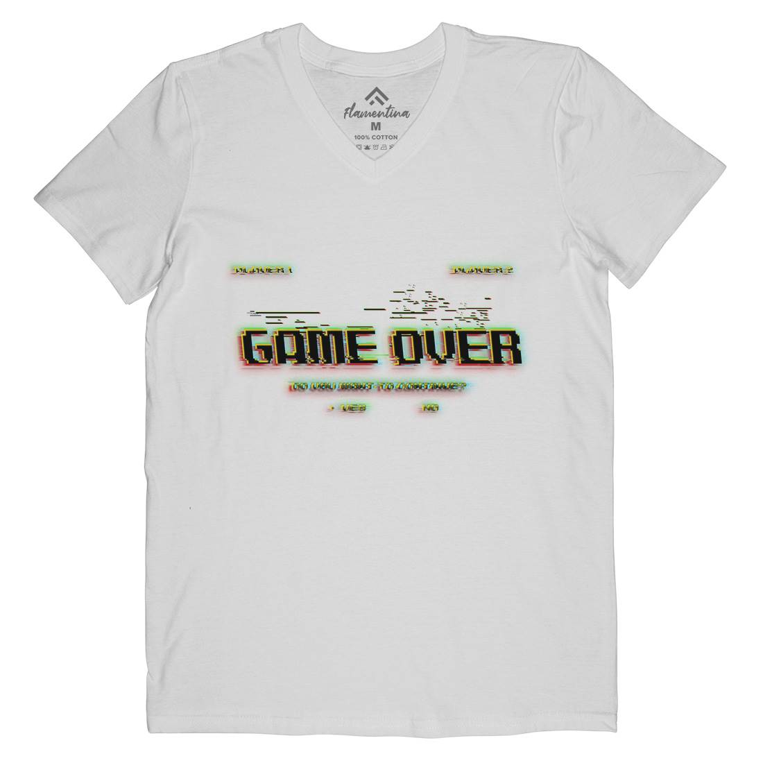 Game Over Continue Mens V-Neck T-Shirt Geek B999