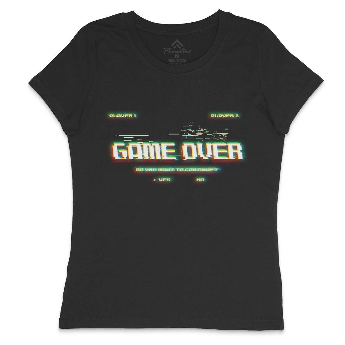 Game Over Continue Womens Crew Neck T-Shirt Geek B999