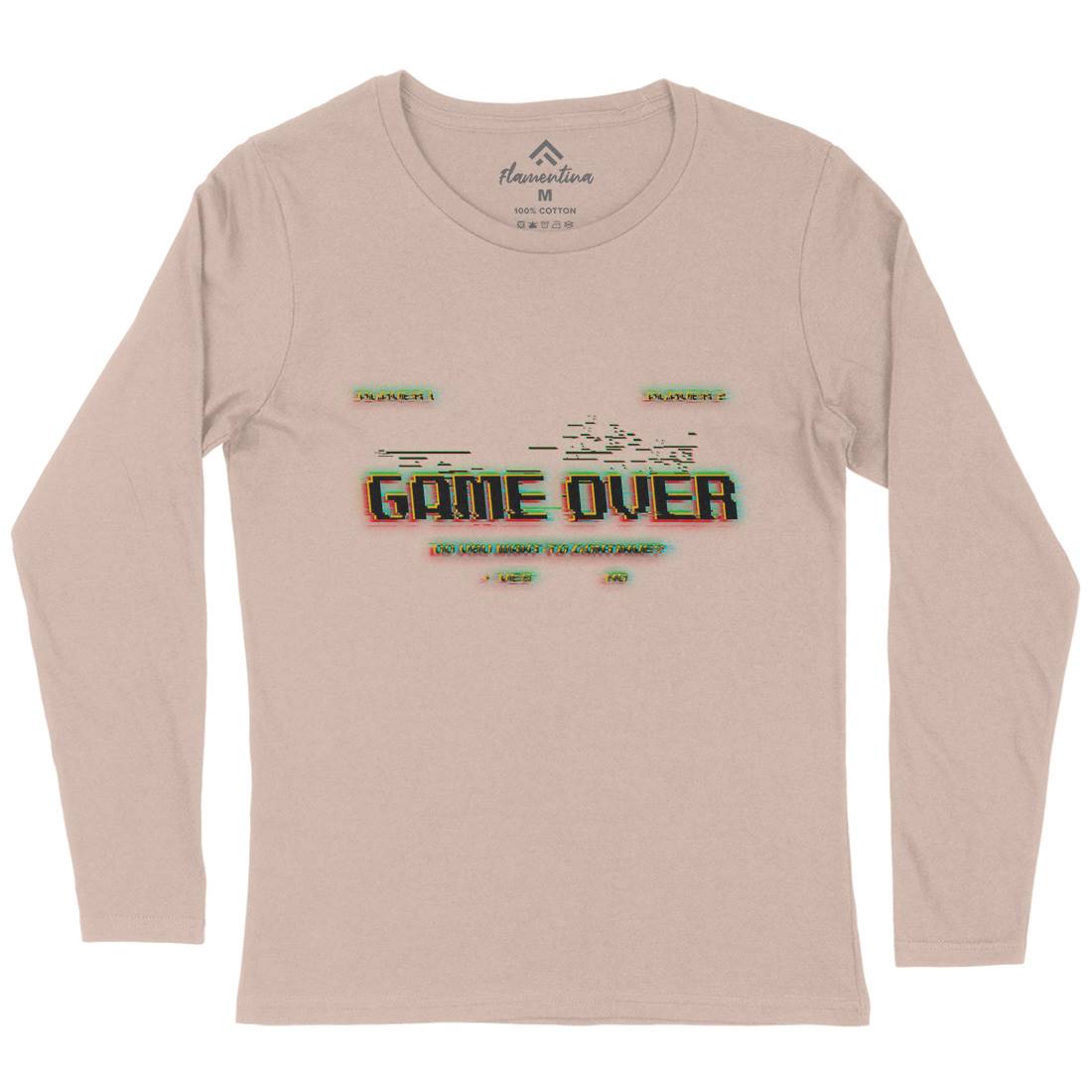 Game Over Continue Womens Long Sleeve T-Shirt Geek B999