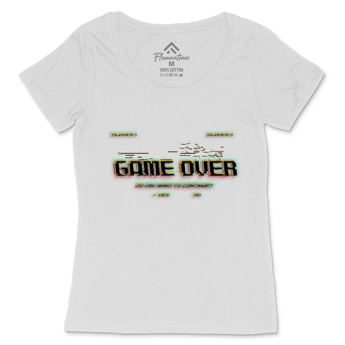 Game Over Continue Womens Scoop Neck T-Shirt Geek B999