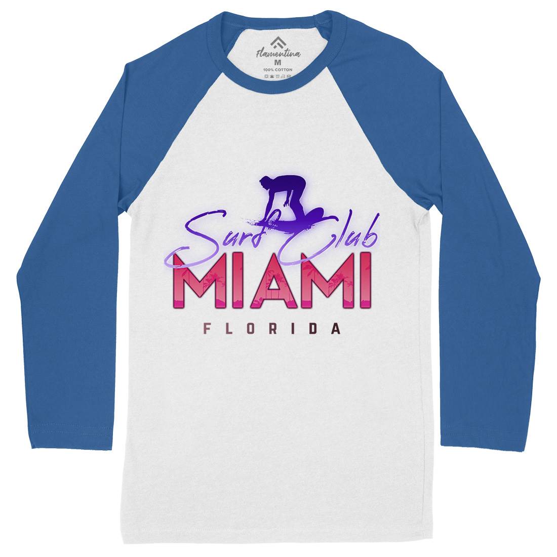 Miami Club Mens Long Sleeve Baseball T-Shirt Surf C000