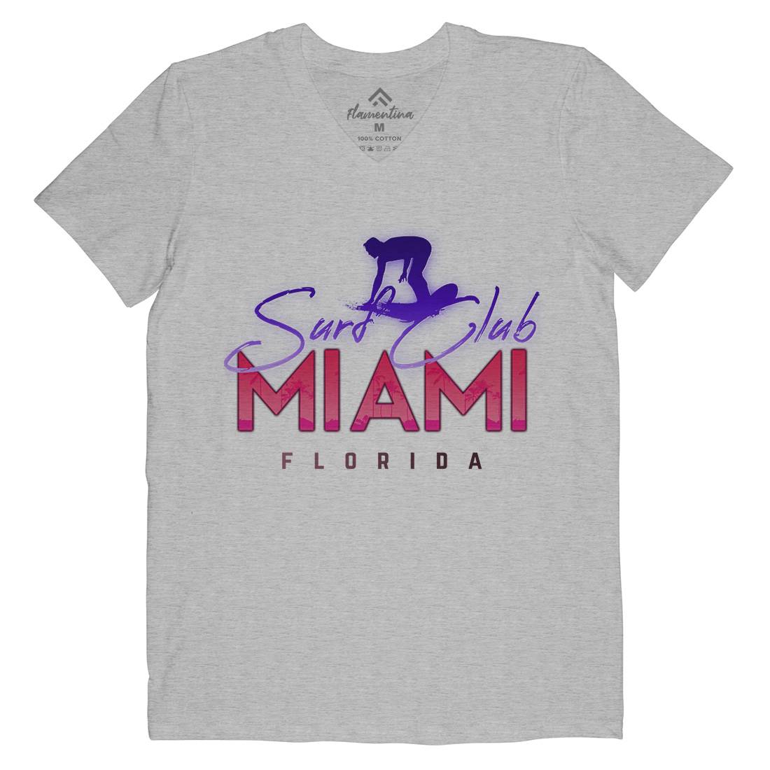 Miami Club Mens Organic V-Neck T-Shirt Surf C000
