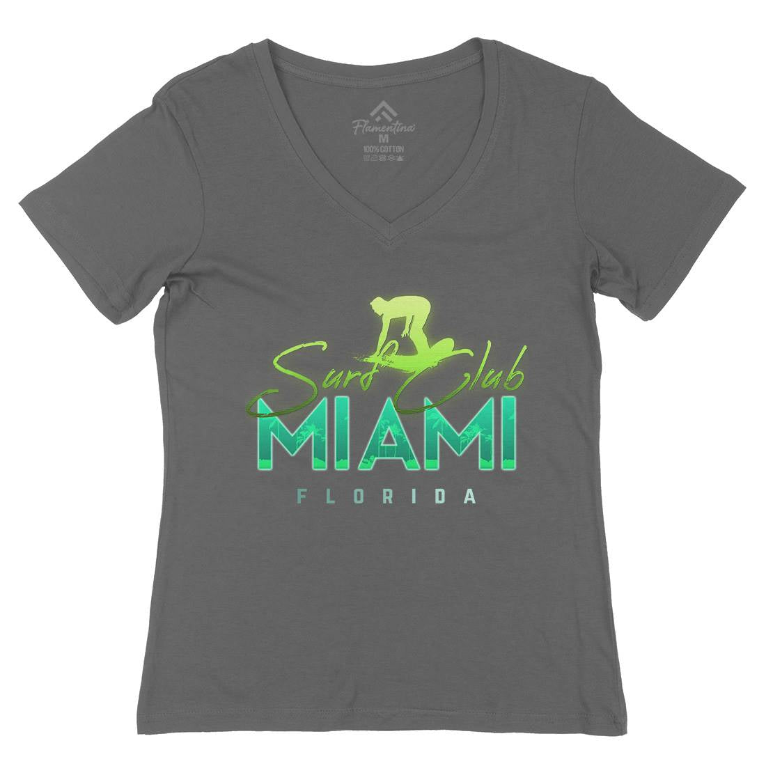Miami Club Womens Organic V-Neck T-Shirt Surf C000