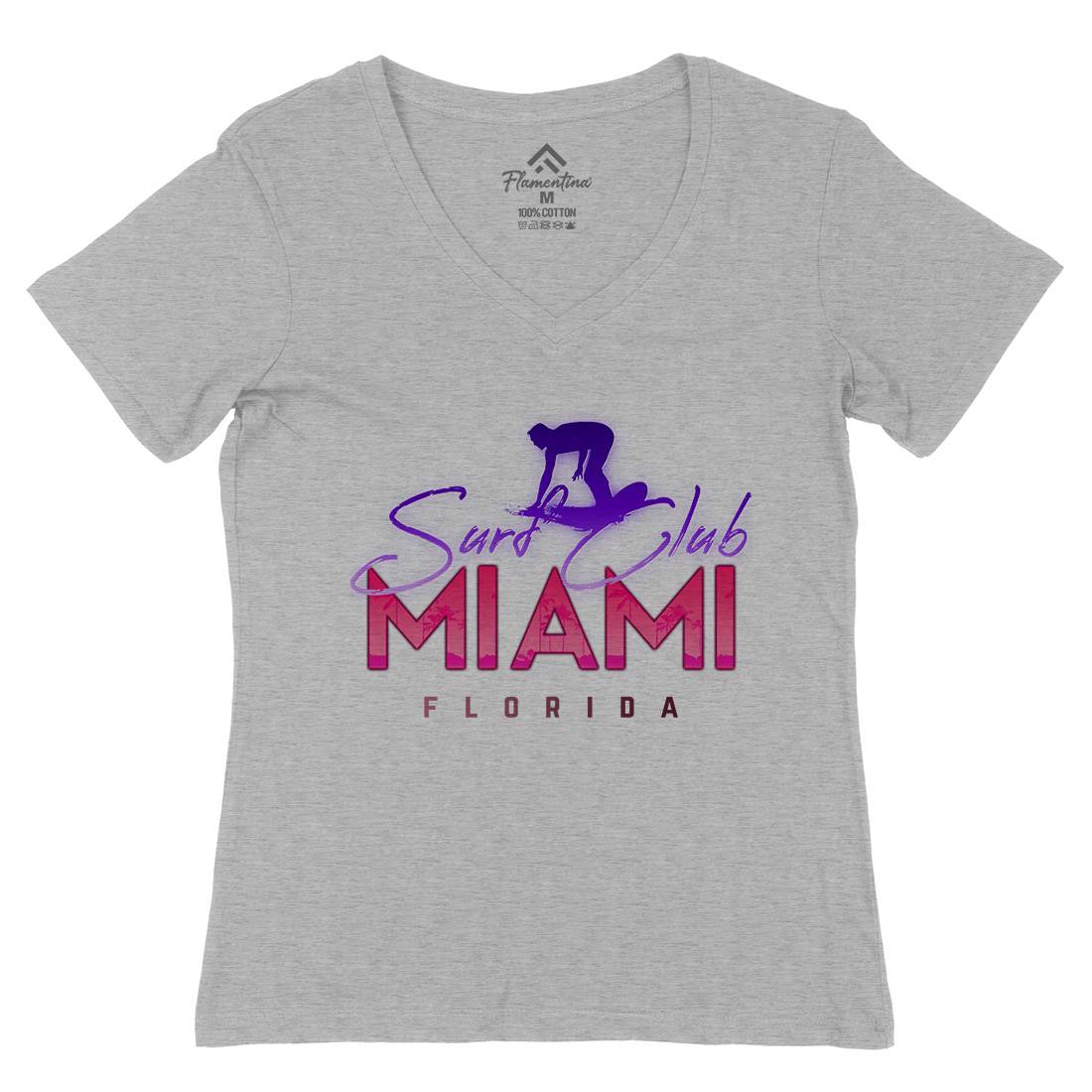 Miami Club Womens Organic V-Neck T-Shirt Surf C000