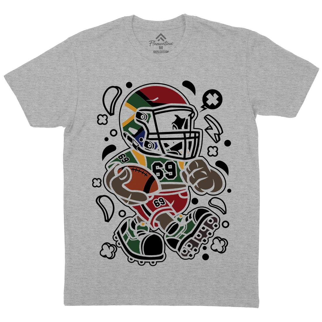 African Football Kid Mens Organic Crew Neck T-Shirt Sport C001