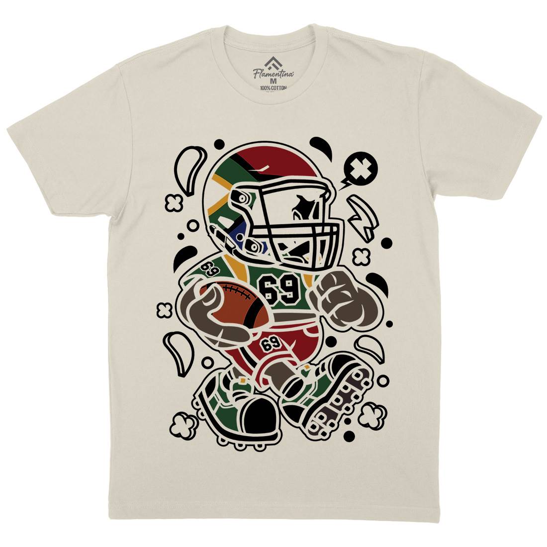 African Football Kid Mens Organic Crew Neck T-Shirt Sport C001