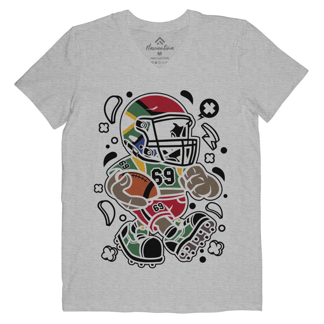 African Football Kid Mens Organic V-Neck T-Shirt Sport C001