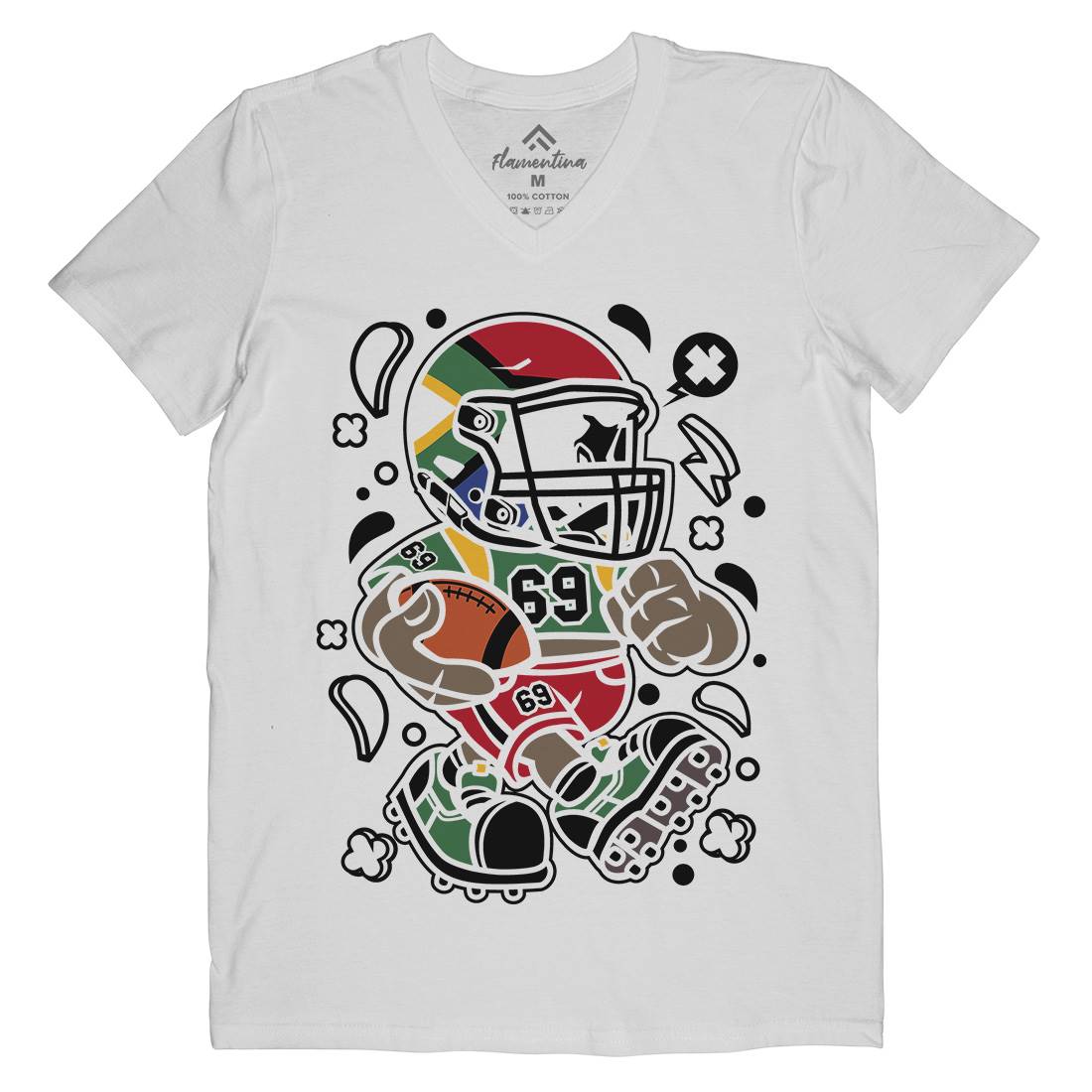 African Football Kid Mens Organic V-Neck T-Shirt Sport C001