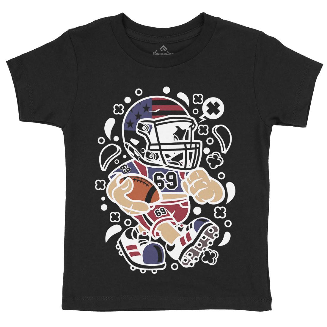 American Football Kid Kids Crew Neck T-Shirt Sport C002
