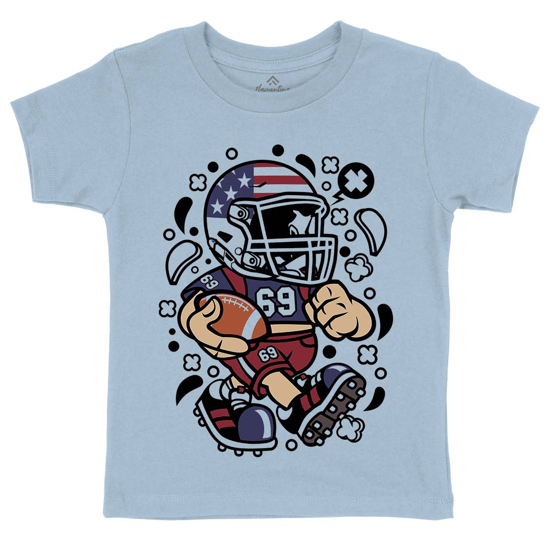 American Football Kid Kids Crew Neck T-Shirt Sport C002