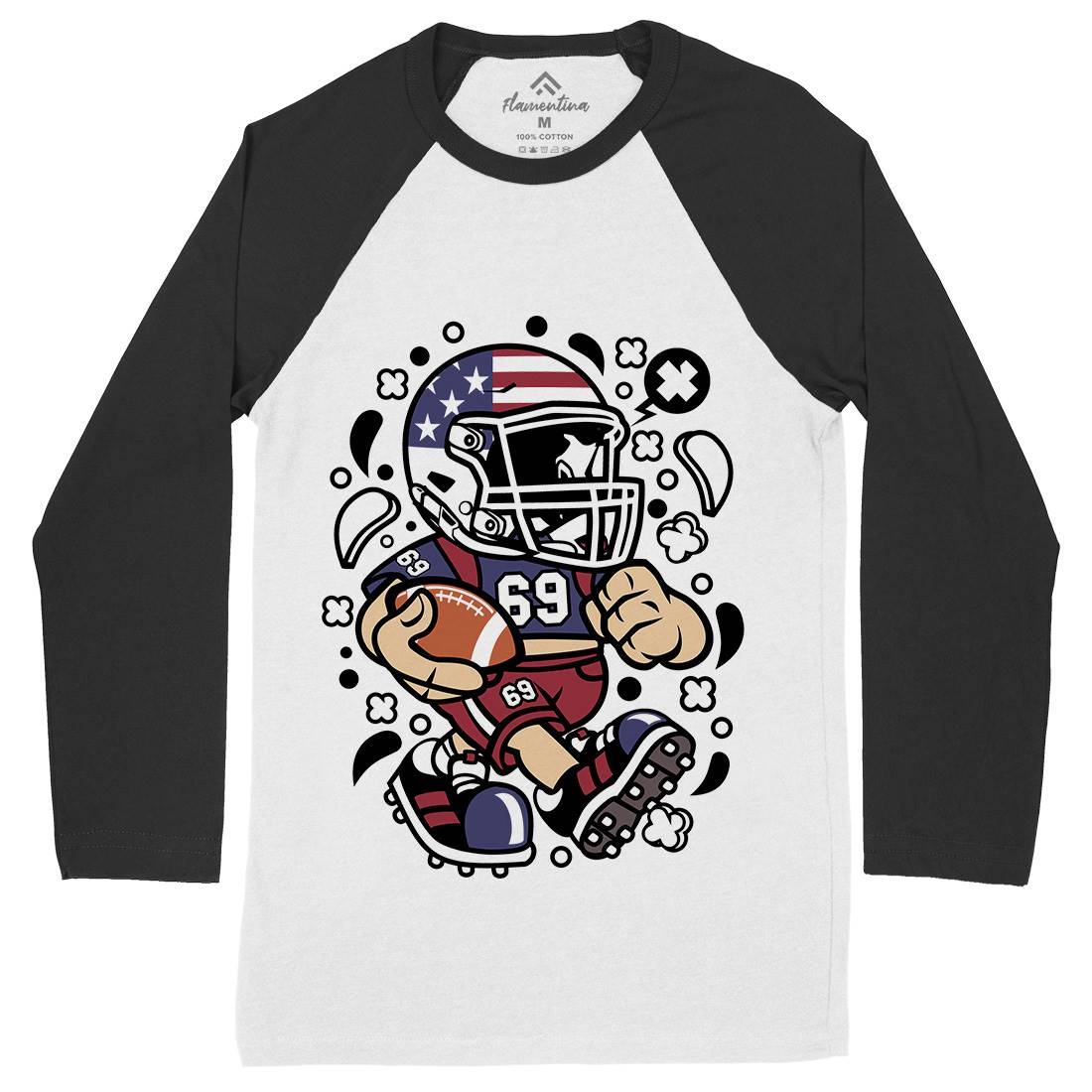 American Football Kid Mens Long Sleeve Baseball T-Shirt Sport C002