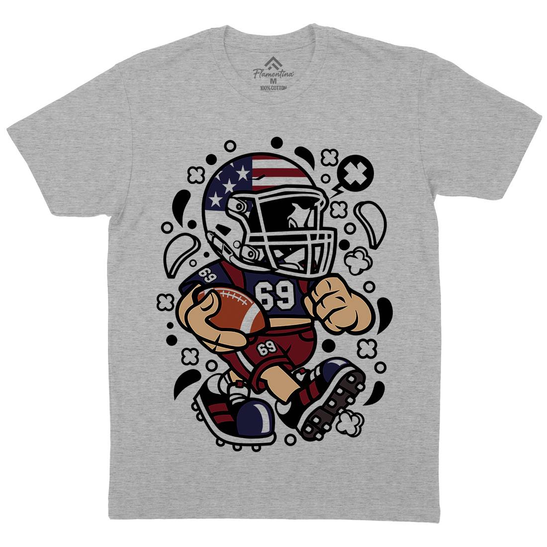 American Football Kid Mens Organic Crew Neck T-Shirt Sport C002