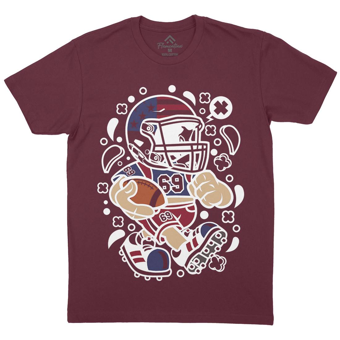 American Football Kid Mens Crew Neck T-Shirt Sport C002