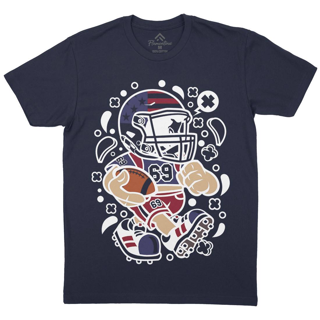American Football Kid Mens Organic Crew Neck T-Shirt Sport C002