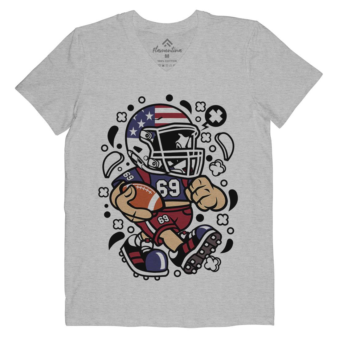 American Football Kid Mens V-Neck T-Shirt Sport C002