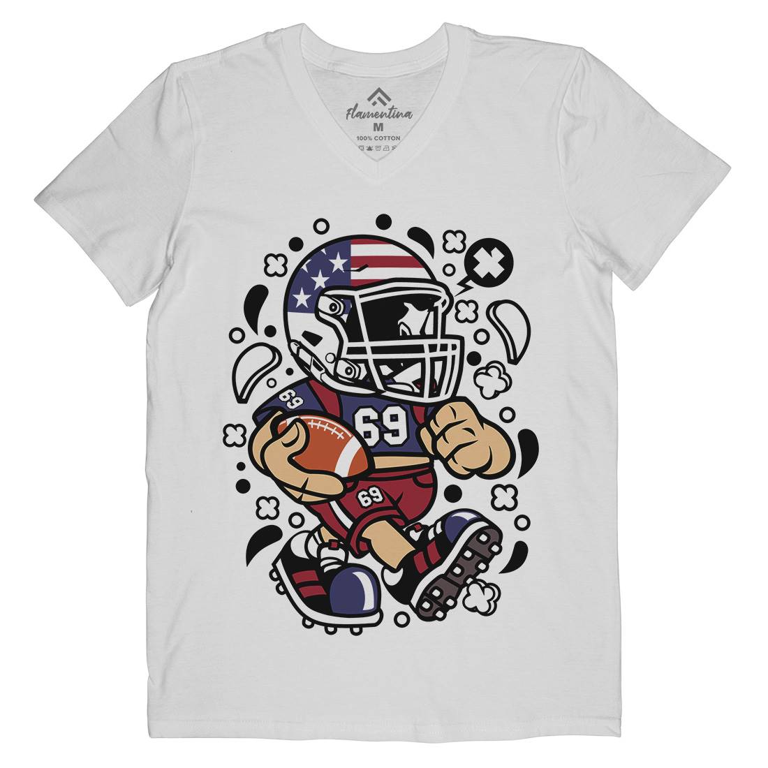 American Football Kid Mens V-Neck T-Shirt Sport C002