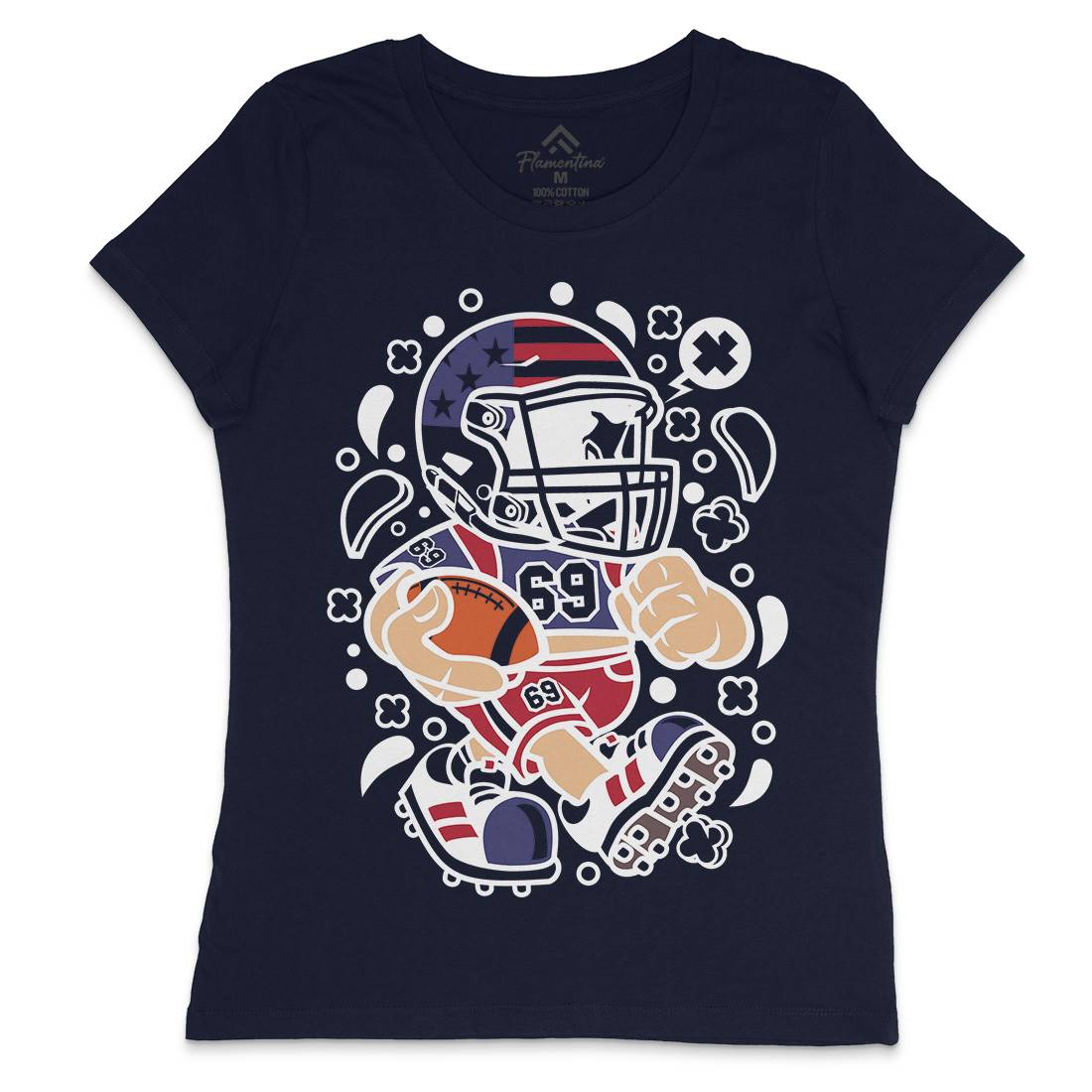 American Football Kid Womens Crew Neck T-Shirt Sport C002