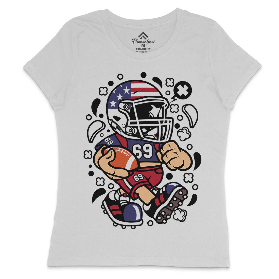American Football Kid Womens Crew Neck T-Shirt Sport C002