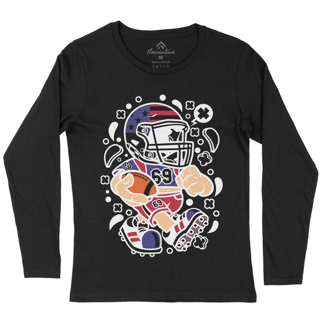 American Football Kid Womens Long Sleeve T-Shirt Sport C002
