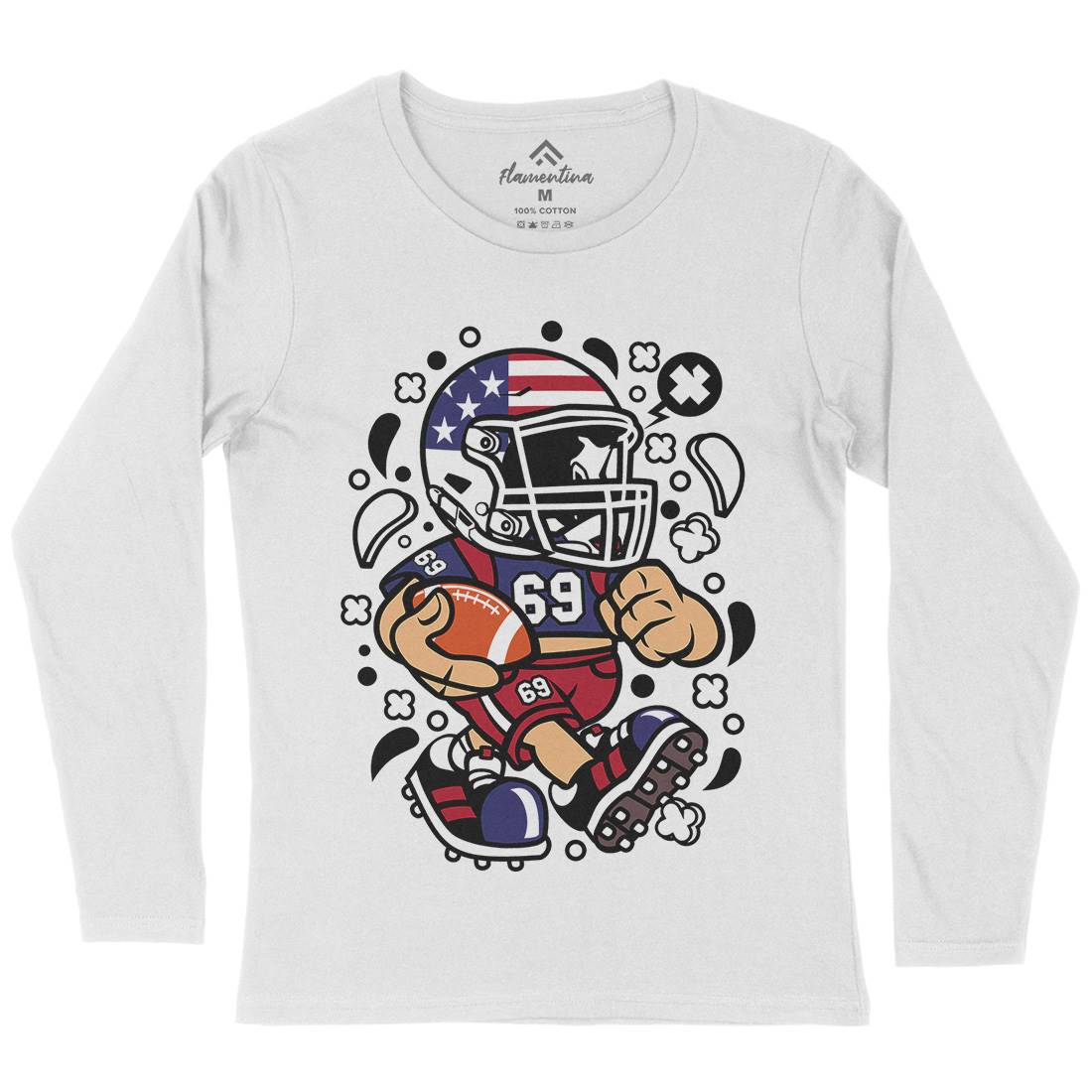 American Football Kid Womens Long Sleeve T-Shirt Sport C002