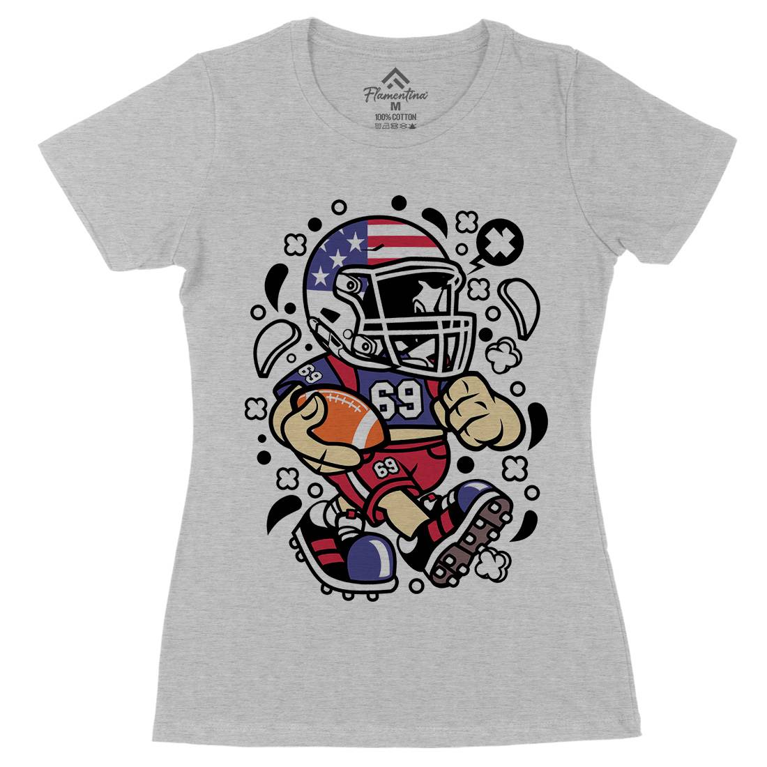 American Football Kid Womens Organic Crew Neck T-Shirt Sport C002