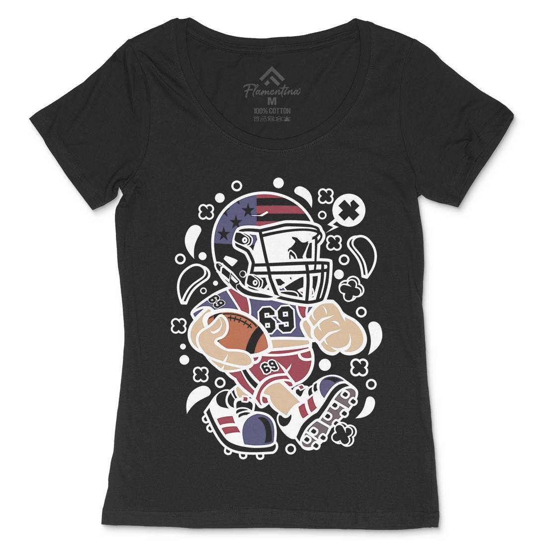American Football Kid Womens Scoop Neck T-Shirt Sport C002