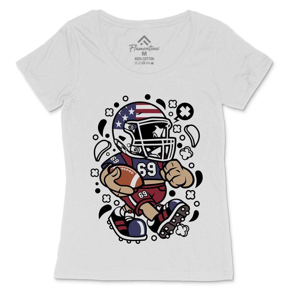 American Football Kid Womens Scoop Neck T-Shirt Sport C002