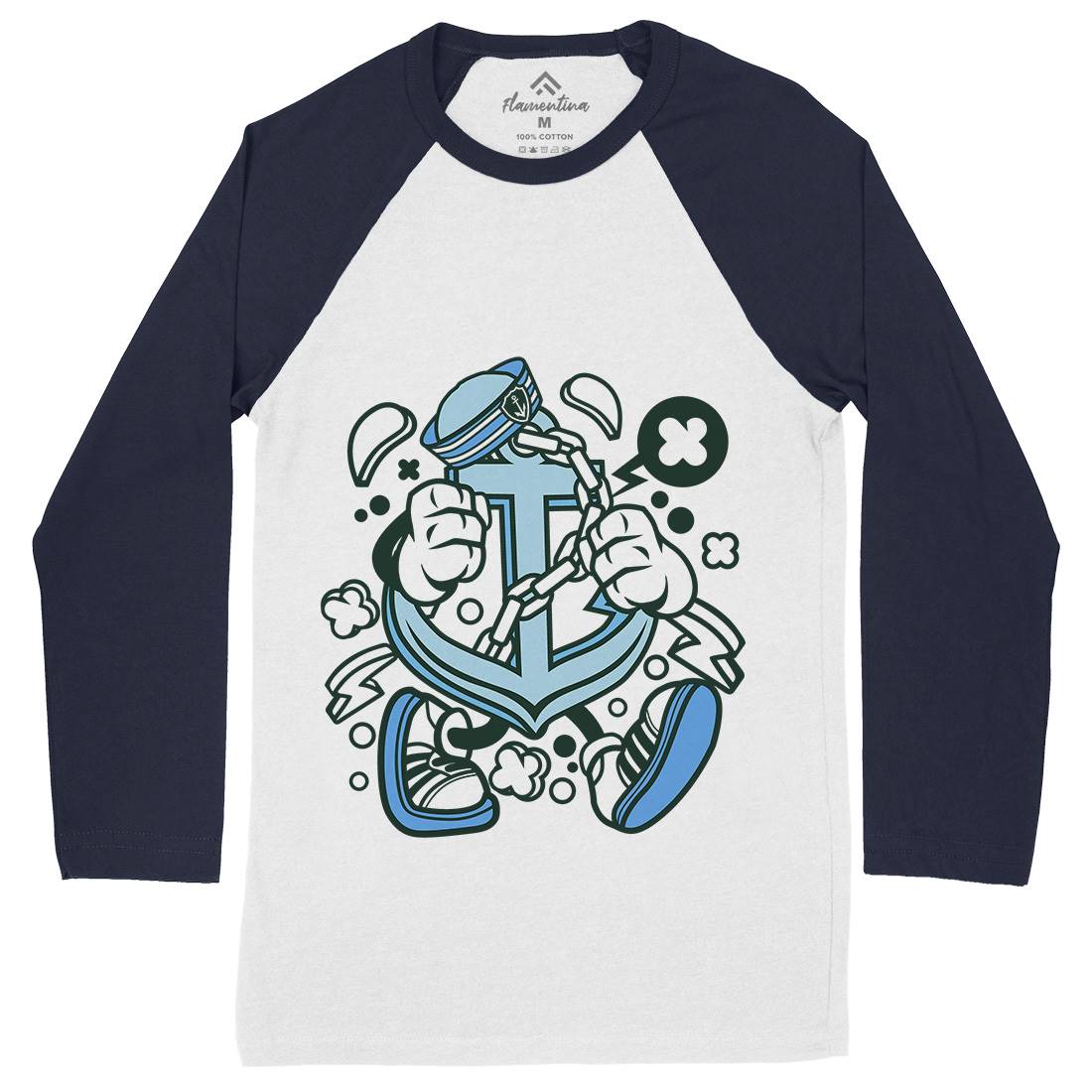 Anchor Mens Long Sleeve Baseball T-Shirt Navy C003