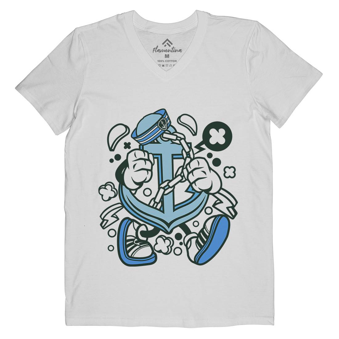 Anchor Mens V-Neck T-Shirt Navy C003