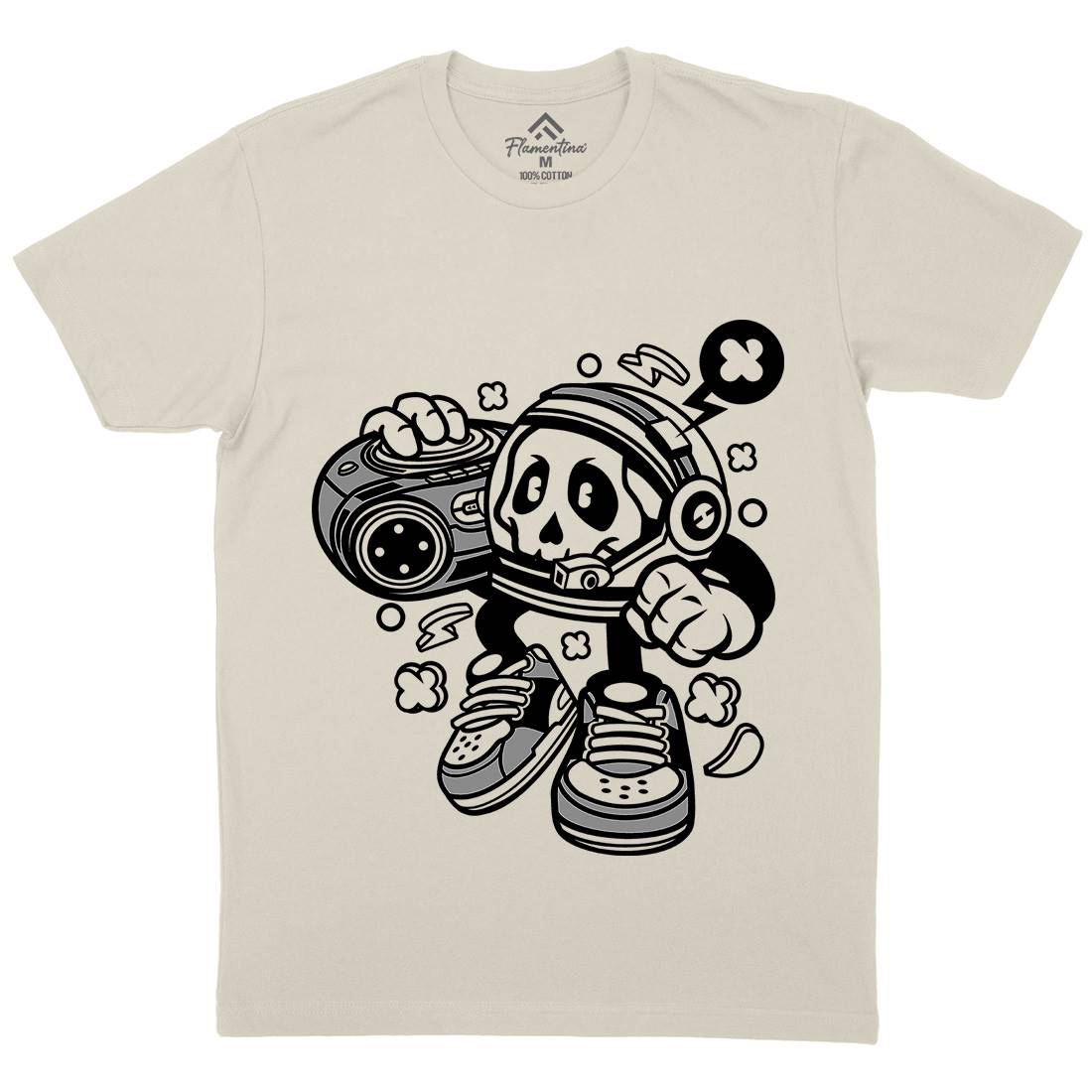 Astronaut Boombox Mens Organic Crew Neck T-Shirt Space C005