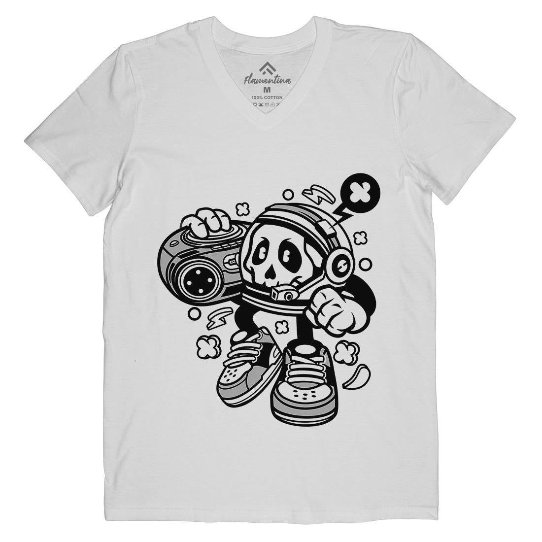 Astronaut Boombox Mens V-Neck T-Shirt Space C005