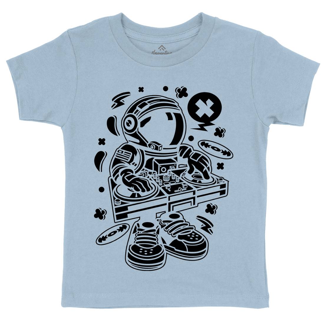 Astronaut Disk Jockey Kids Organic Crew Neck T-Shirt Space C006