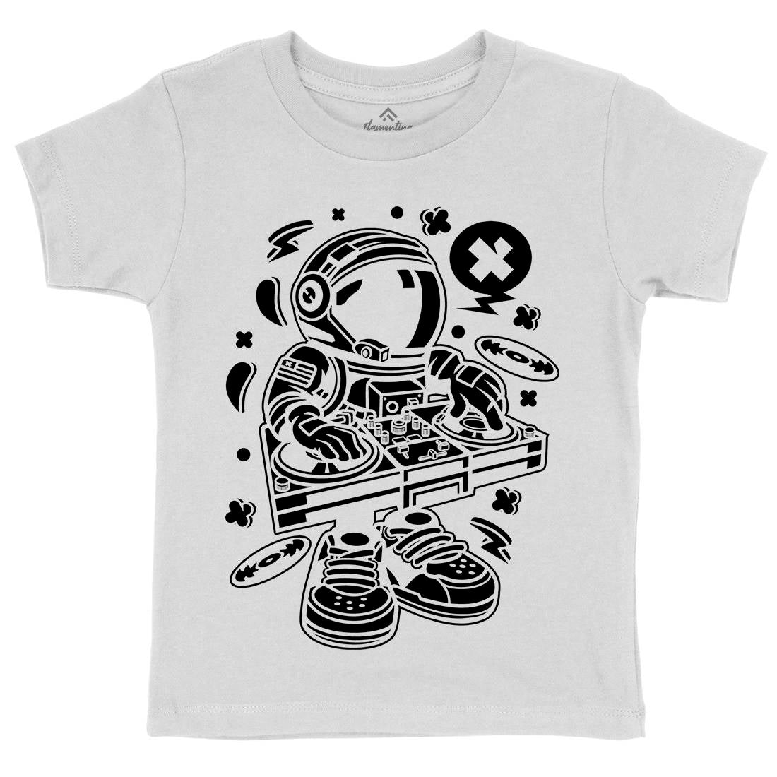 Astronaut Disk Jockey Kids Crew Neck T-Shirt Space C006