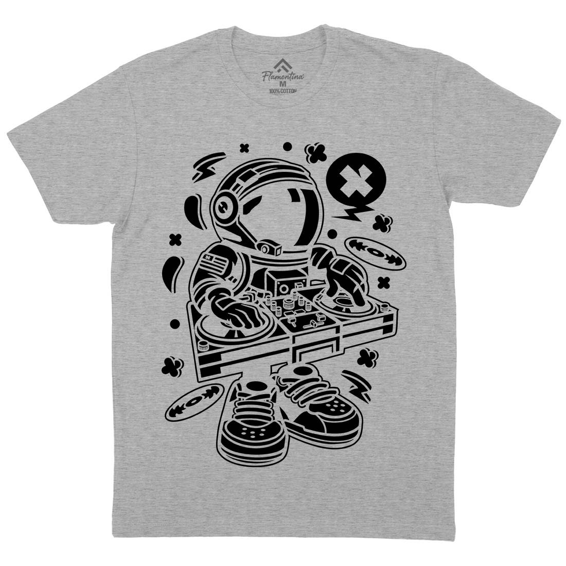 Astronaut Disk Jockey Mens Organic Crew Neck T-Shirt Space C006