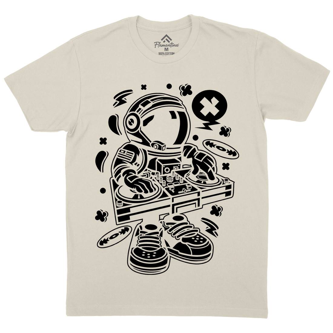 Astronaut Disk Jockey Mens Organic Crew Neck T-Shirt Space C006