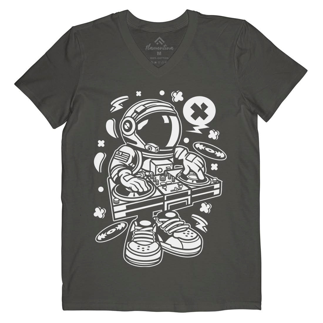 Astronaut Disk Jockey Mens V-Neck T-Shirt Space C006