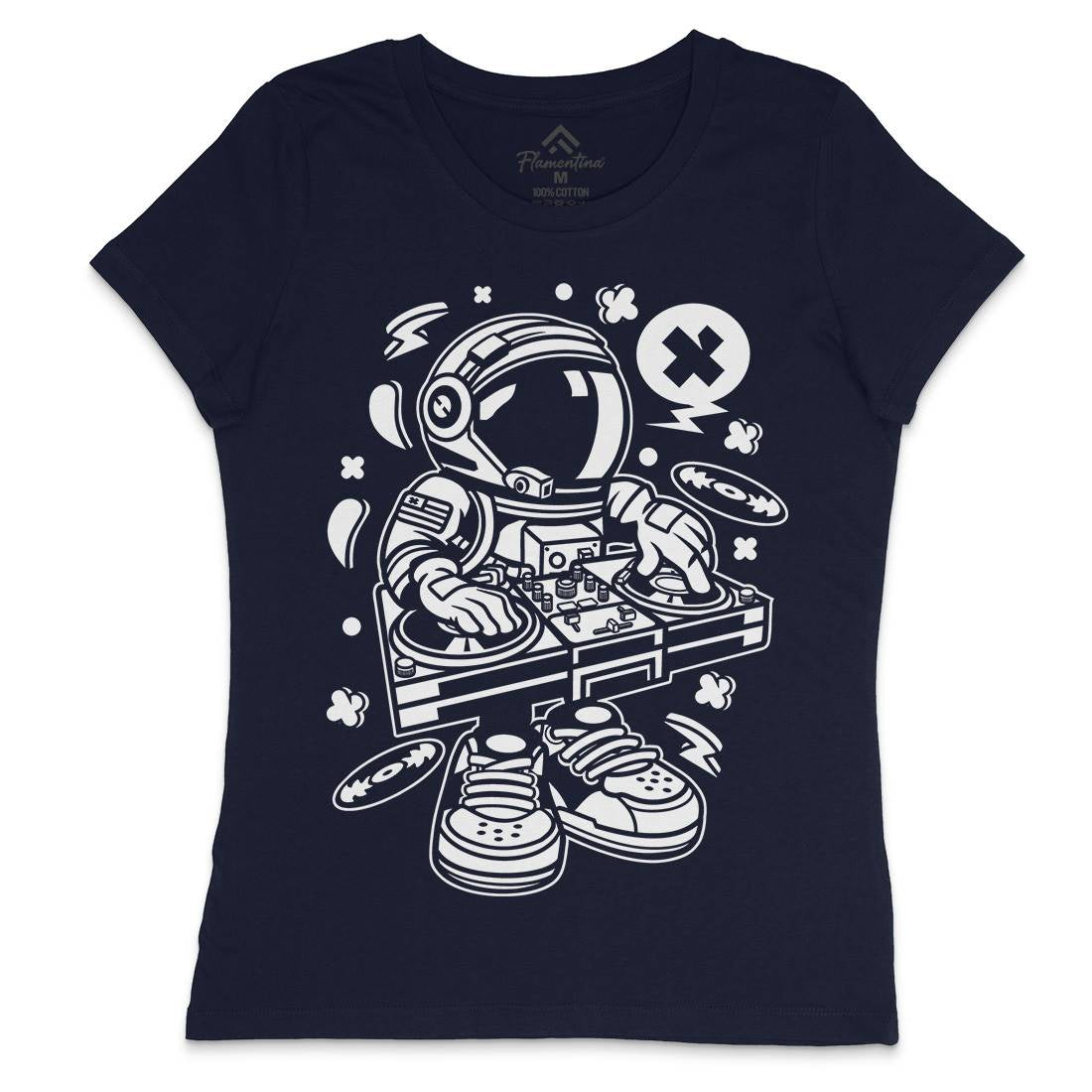 Astronaut Disk Jockey Womens Crew Neck T-Shirt Space C006