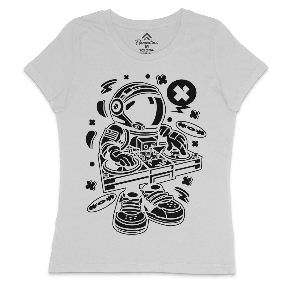 Astronaut Disk Jockey Womens Crew Neck T-Shirt Space C006