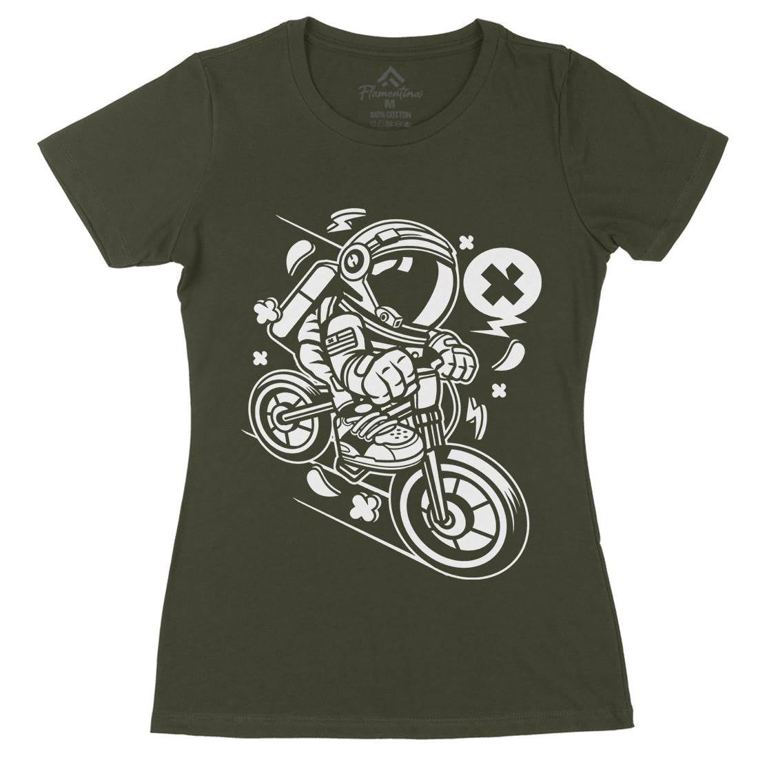 Astronaut Downhill Womens Organic Crew Neck T-Shirt Space C007