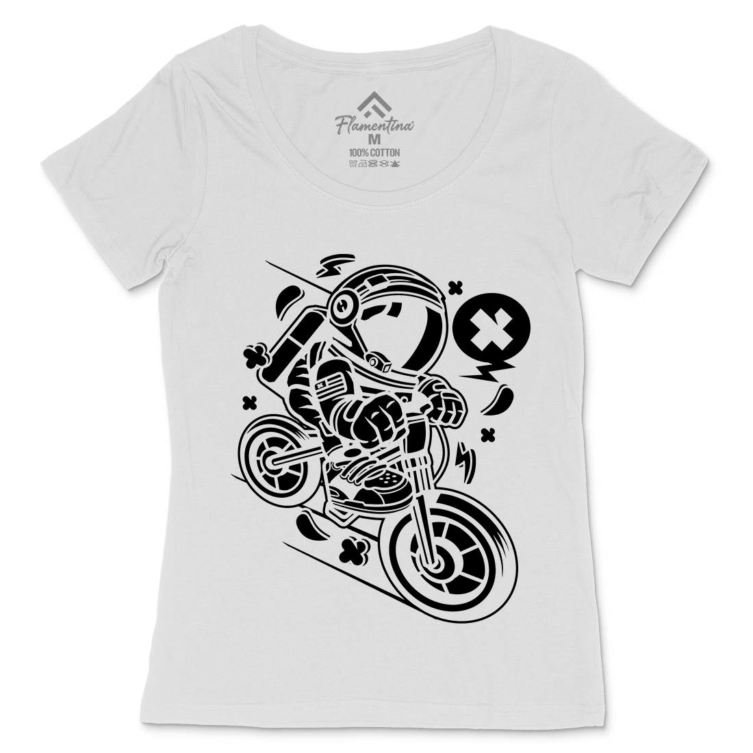 Astronaut Downhill Womens Scoop Neck T-Shirt Space C007
