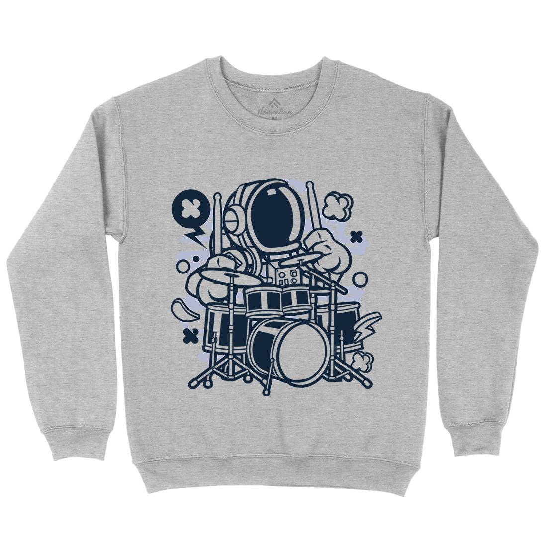 Astronaut Drummer Kids Crew Neck Sweatshirt Space C008