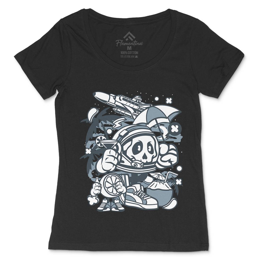 Astronaut Holiday Womens Scoop Neck T-Shirt Space C009
