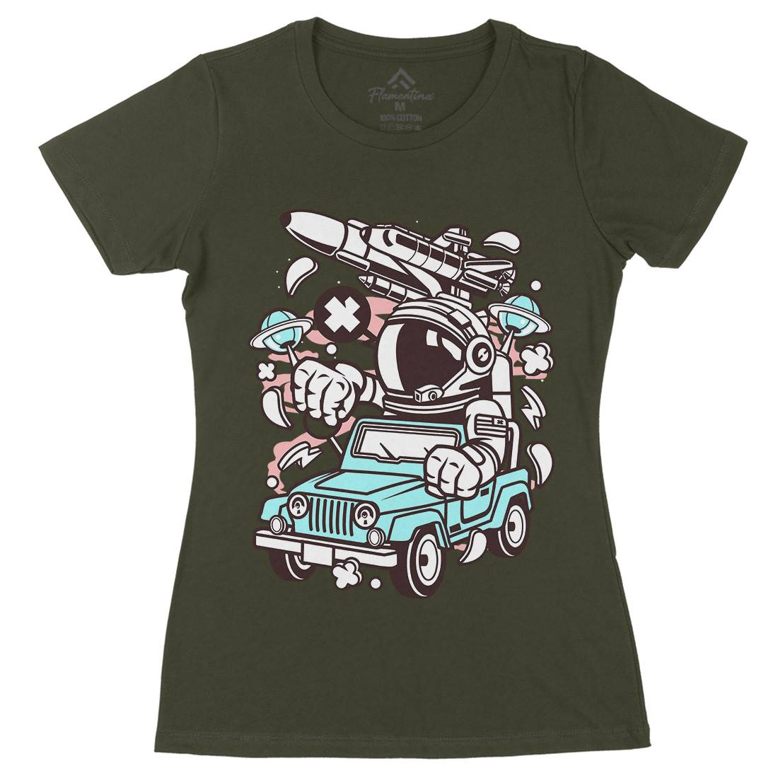Astronaut Driver Womens Organic Crew Neck T-Shirt Space C010