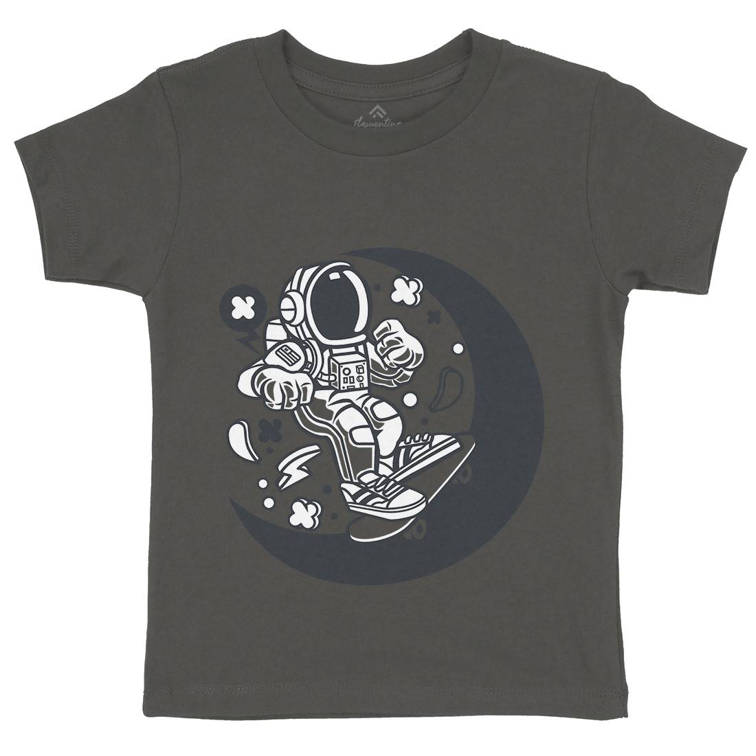 Astronaut Skater Moon Kids Crew Neck T-Shirt Space C011