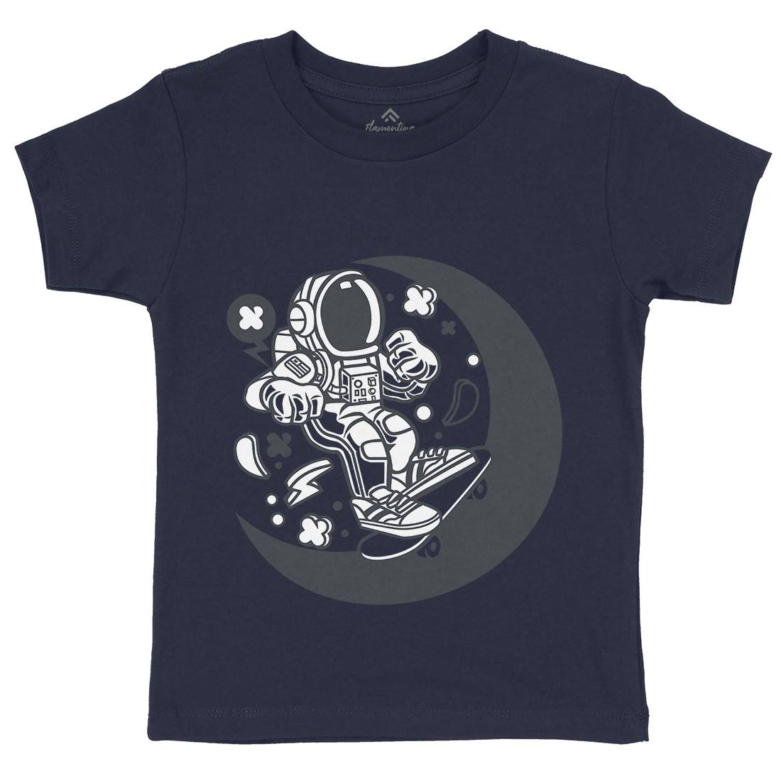 Astronaut Skater Moon Kids Crew Neck T-Shirt Space C011