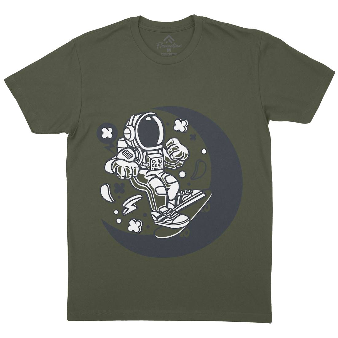 Astronaut Skater Moon Mens Crew Neck T-Shirt Space C011