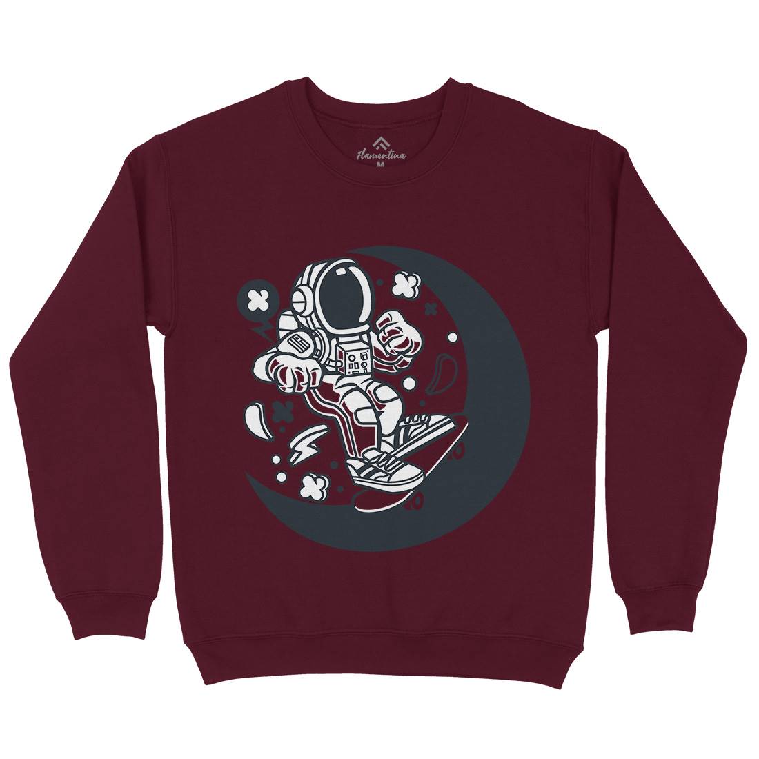 Astronaut Skater Moon Mens Crew Neck Sweatshirt Space C011