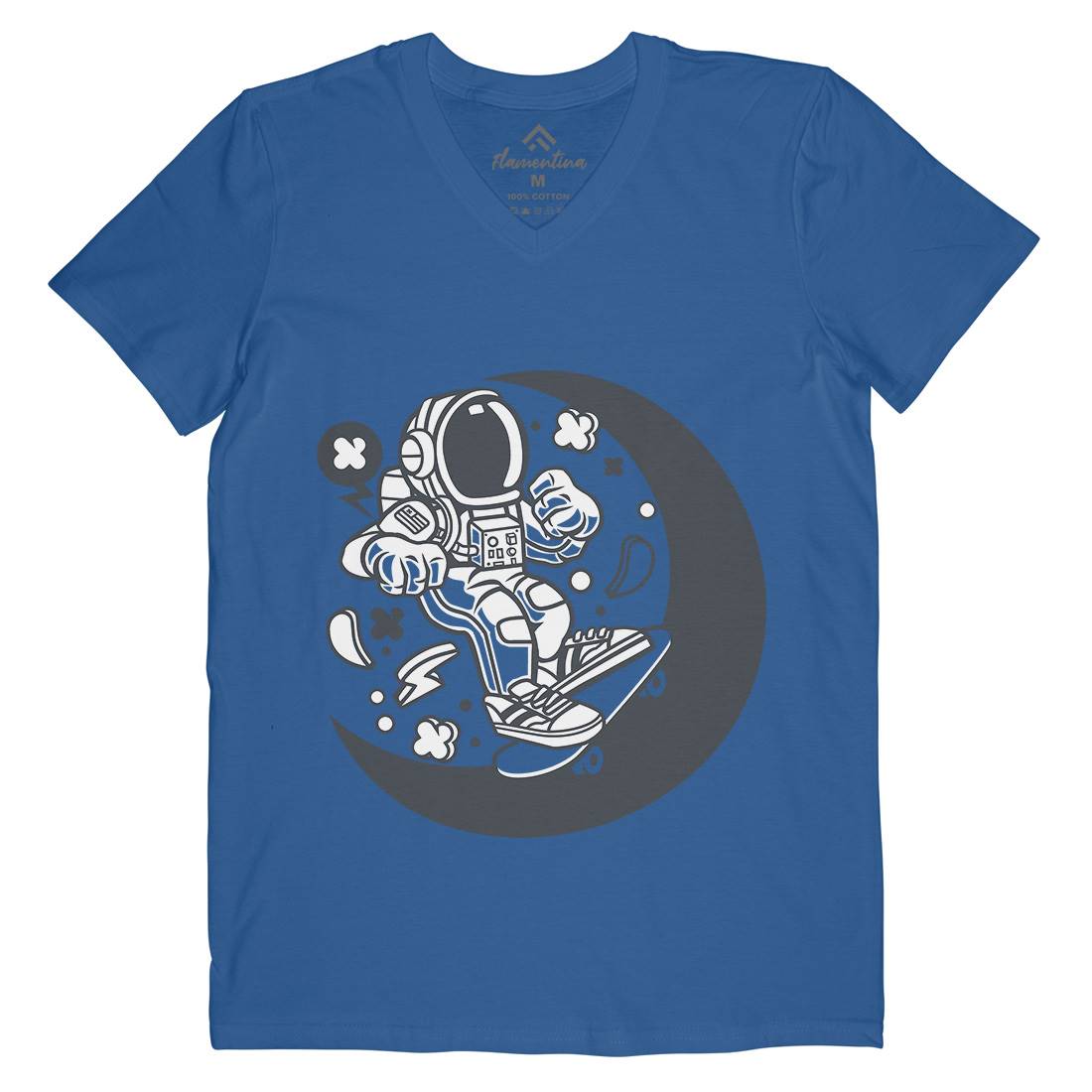 Astronaut Skater Moon Mens V-Neck T-Shirt Space C011