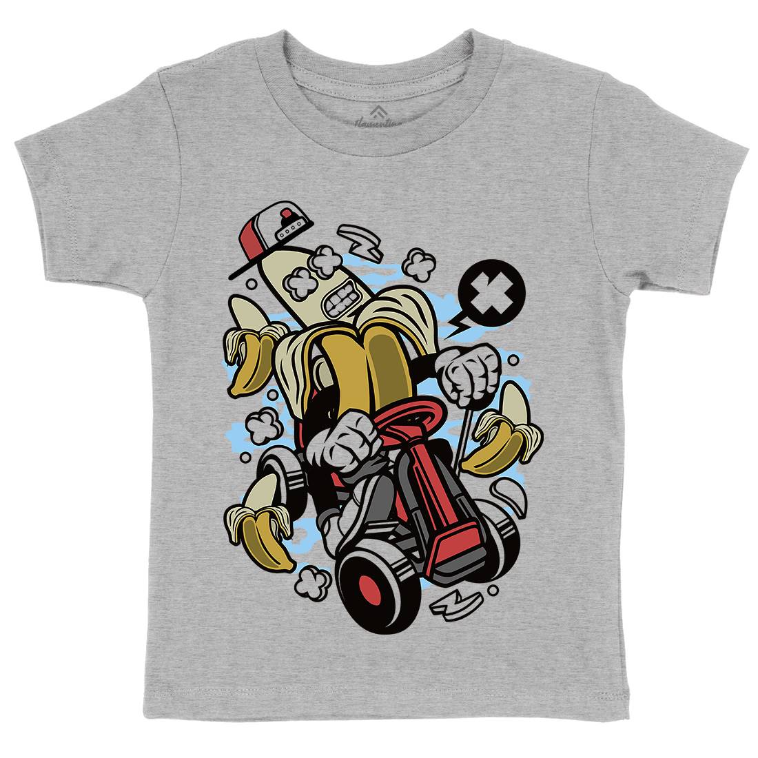 Banana Go-Kart Rider Kids Crew Neck T-Shirt Sport C015