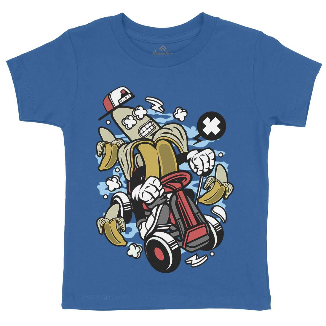 Banana Go-Kart Rider Kids Organic Crew Neck T-Shirt Sport C015